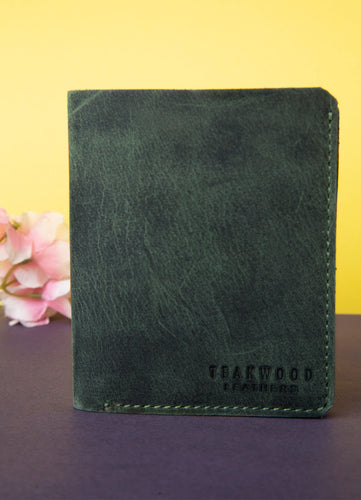 Teakwood Men Genuine Leather Olive Bi fold wallets