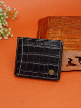Load image into Gallery viewer, Teakwood Unisex Genuine Leather Brown Bi Fold RFID Solid Wallet with stitch embroidery
