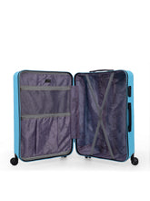 Load image into Gallery viewer, Unisex Set of 3 Blue Textured Hard-Sided Trolley Suitcases