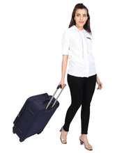 Load image into Gallery viewer, Unisex Blue Solid Soft-sided Trolley Suitcase