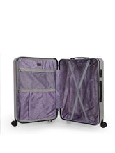 Load image into Gallery viewer, Unisex Set of 3 Silver Textured Hard-Sided Large Trolley Suitcases
