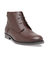Load image into Gallery viewer, Men Brown Solid Genuine Leather Mid-Top Flat Boots