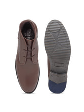 Load image into Gallery viewer, Men Brown Solid Genuine Leather Mid-Top Flat Boots