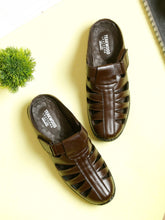 Load image into Gallery viewer, Men Brown Solid Leather Shoe- Style Sandals