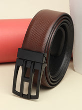 Load image into Gallery viewer, Men Black & Brown Solid Reversible Leather Belt