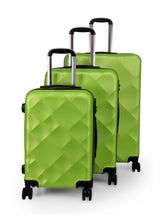 Load image into Gallery viewer, Unisex Set of 3 Green Textured Hard-Sided Trolley Suitcases
