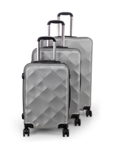 Load image into Gallery viewer, Unisex Set of 3 Silver Textured Hard-Sided Large Trolley Suitcases