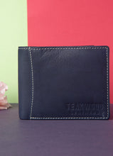 Load image into Gallery viewer, Teakwood Men Genuine Leather Blue Bi fold wallets
