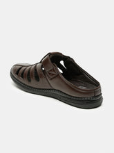 Load image into Gallery viewer, Men Brown Solid Leather Shoe- Style Sandals