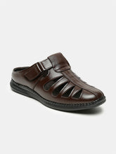 Load image into Gallery viewer, Men Brown Solid Leather Shoe- Style Sandals