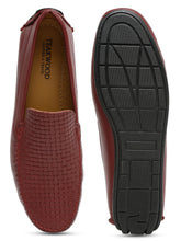 Load image into Gallery viewer, Men Maroon Texture Solid Genuine Leather Loafers
