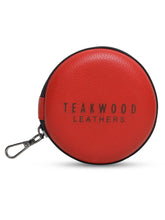 Load image into Gallery viewer, Unisex Red Solid Leather Zipper Headphone Case- Clearance sale