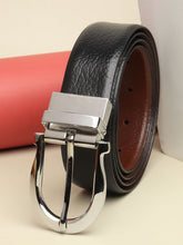 Load image into Gallery viewer, Men Black & Brown Solid Reversible Leather Belt