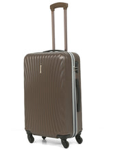 Load image into Gallery viewer, Brown Textured Hard-Sided Cabin Trolley Suitcase (Medium)