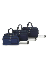 Load image into Gallery viewer, Set of Teakwood Rolling Duffel Travel Bag (Blue)