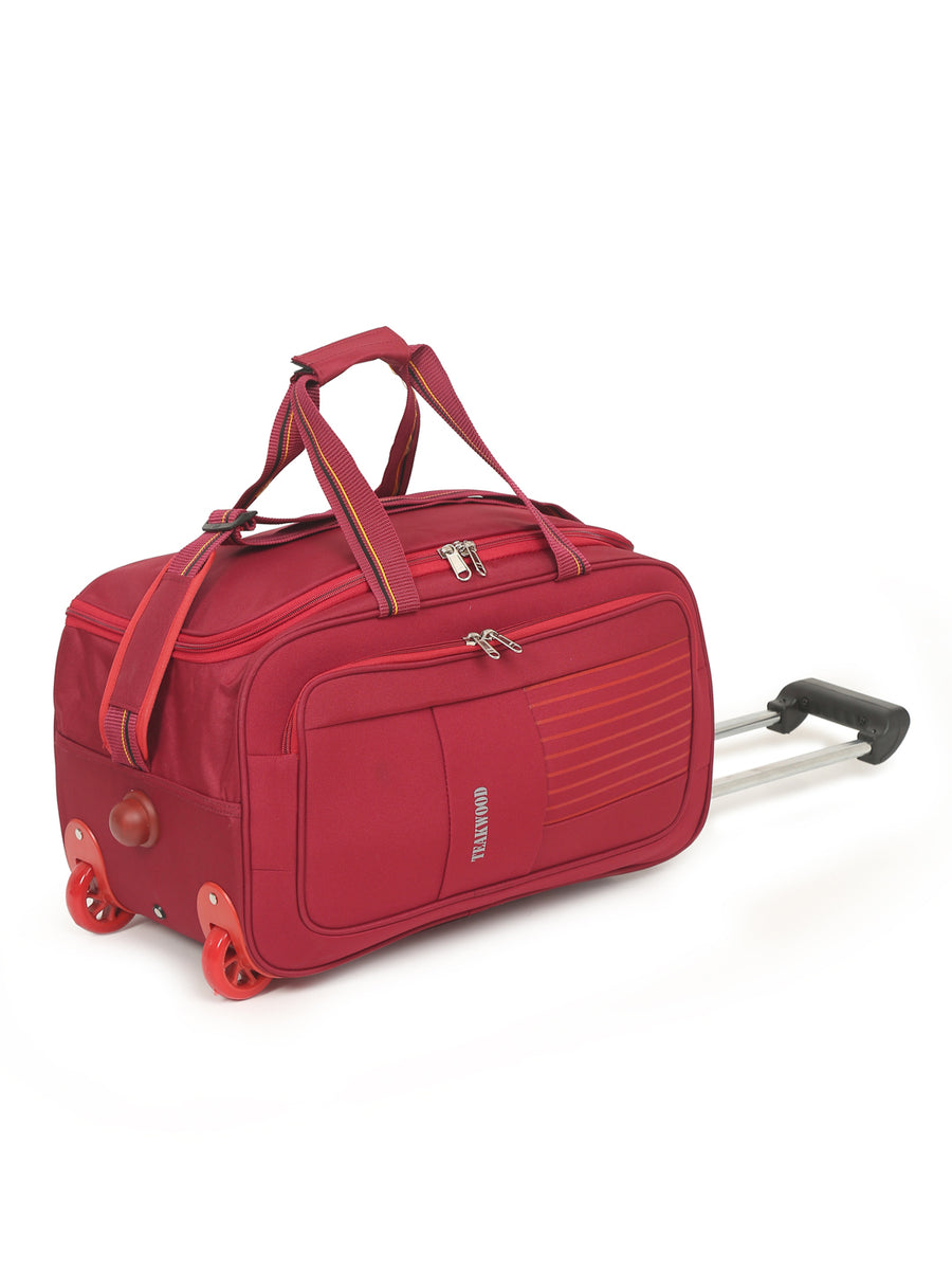 Teakwood Rolling Large Duffel Travel Bag (Red) Teakwood Leathers