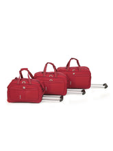 Load image into Gallery viewer, Set of Teakwood Rolling Duffel Travel Bag (Red)