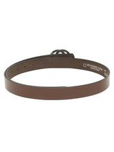 Load image into Gallery viewer, Teakwood Genuine Brown Leather Belt Round Silver Tone Buckle