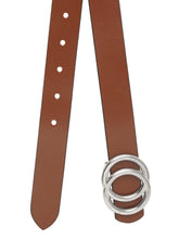 Load image into Gallery viewer, Teakwood Genuine Tan Leather Belt Round Silver Tone Buckle