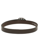 Load image into Gallery viewer, Teakwood Genuine Coffee Brown Leather Belt Round Silver Tone Buckle