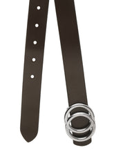 Load image into Gallery viewer, Teakwood Genuine Coffee Brown Leather Belt Round Silver Tone Buckle
