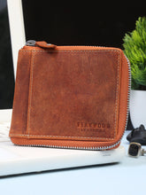 Load image into Gallery viewer, Teakwood Genuine Leathers Men Orange Solid Zip Around Wallet