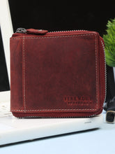 Load image into Gallery viewer, Teakwood Genuine Leathers Men Red Solid Zip Around Wallet