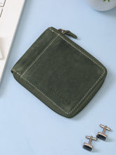 Load image into Gallery viewer, Teakwood Genuine Leathers Men Olive Solid Zip Around Wallet