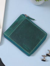 Load image into Gallery viewer, Teakwood Genuine Leathers Men Teal Solid Zip Around Wallet