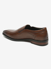 Load image into Gallery viewer, Men Brown Solid Leather Formal Slip-On