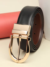 Load image into Gallery viewer, Men Black & Brown Solid Reversible Leather Belt