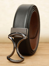 Load image into Gallery viewer, Men Black Textured Leather Belt