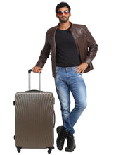 Load image into Gallery viewer, Brown Textured Hard-Sided Cabin Trolley Suitcase (Large)