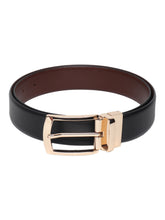 Load image into Gallery viewer, Men Black & Brown Texture Reversible Leather Belt