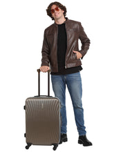 Load image into Gallery viewer, Brown Textured Hard-Sided Cabin Trolley Suitcase (Medium)