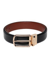 Load image into Gallery viewer, Men Black & Brown Solid Reversible Leather Belt