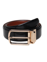 Load image into Gallery viewer, Men Black & Brown Solid Reversible Leather Belt