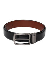 Load image into Gallery viewer, Men Black & Brown Solid Reversible Leather Belt