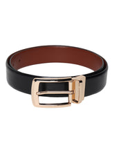 Load image into Gallery viewer, Men Black & Brown Solid Reversible Leather Belt