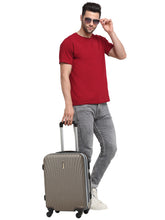 Load image into Gallery viewer, Brown Textured Hard-Sided Cabin Trolley Suitcase (Small)