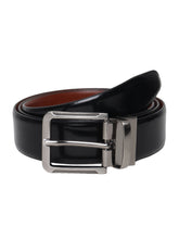 Load image into Gallery viewer, Men Black & Brown Solid Reversible Leather Belt