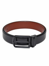 Load image into Gallery viewer, Men Black & Brown Solid Reversible Leather Belt