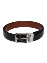 Load image into Gallery viewer, Men Black & Brown Solid Reversible Leather Belt