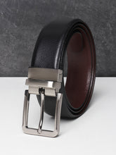Load image into Gallery viewer, Men Black & Brown Texture Reversible Leather Belt