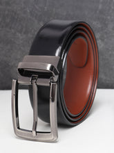 Load image into Gallery viewer, Men Black & Brown Solid Reversible Leather Belt