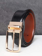 Load image into Gallery viewer, Men Black & Brown Solid Reversible Leather Belt