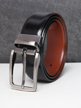 Load image into Gallery viewer, Men Black & Brown Solid Reversible Leather Belt