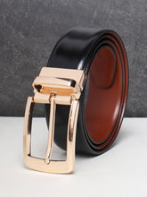 Load image into Gallery viewer, Men Black & Brown Solid Reversible Leather Belt