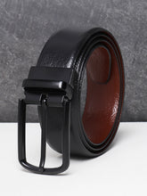 Load image into Gallery viewer, Men Black & Brown Texture Reversible Leather Belt