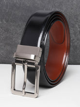 Load image into Gallery viewer, Men Black & Brown Solid Reversible Leather Belt
